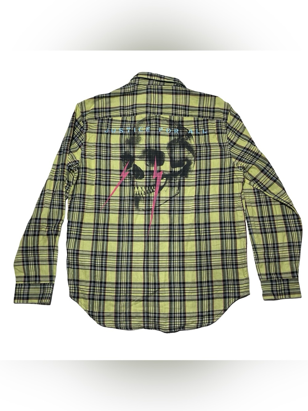 John Varvatos Justice For All Skull Graphic Yellow Button Down Men’s Size L